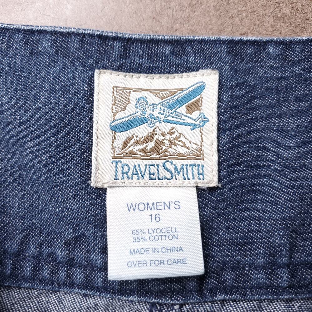 VTG Travelsmith Denim Maxi Dress Womens 16 Blue Dark Wash Button Up Sleeveless - Picture 10 of 11